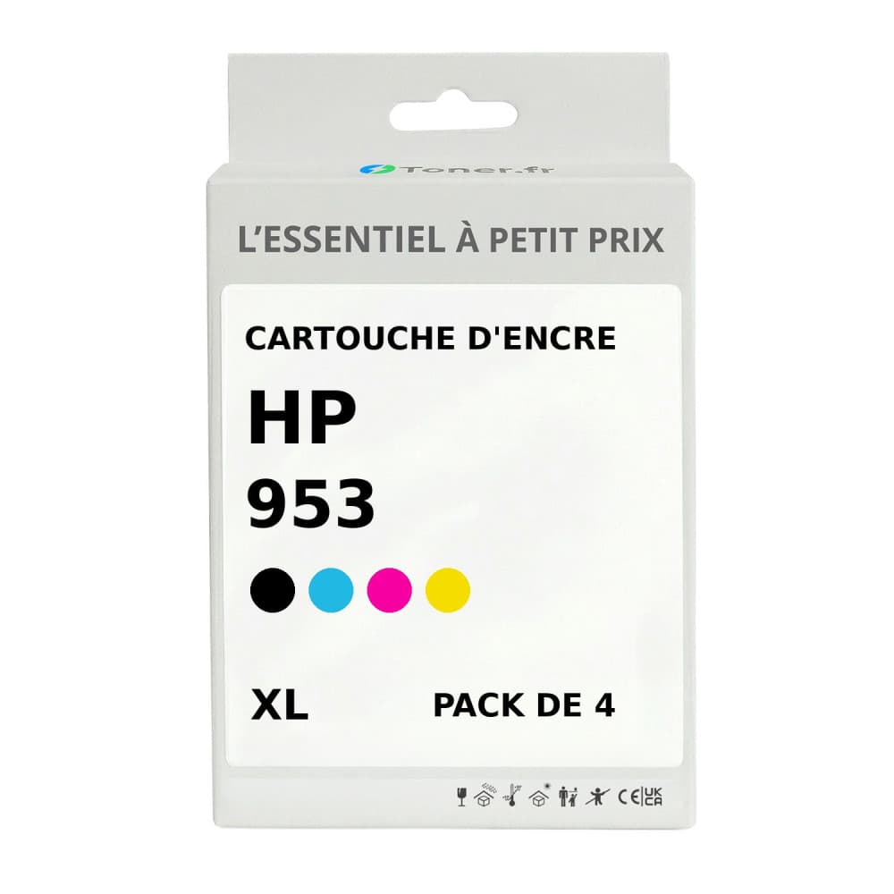 Pack de 4 cartouches d'encre compatibles HP 953 XL Noir et couleurs