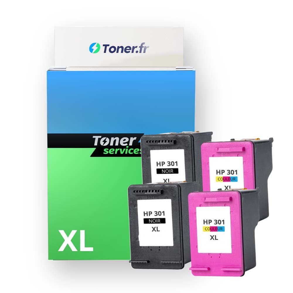 Pack de 4 cartouches d'encre compatibles HP 301 XL Noir et couleurs